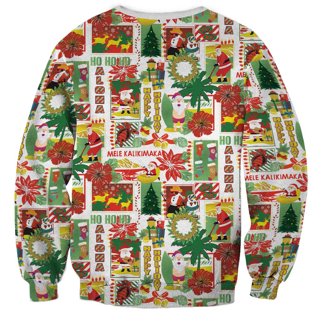 Hawaiian Santa Christmas Pattern Sweatshirt White Version - Polynesian Pride