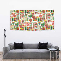 Hawaiian Santa Christmas Pattern Tapestry White Version - Polynesian Pride