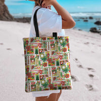 Hawaiian Santa Christmas Pattern Tote Bag White Version - Polynesian Pride