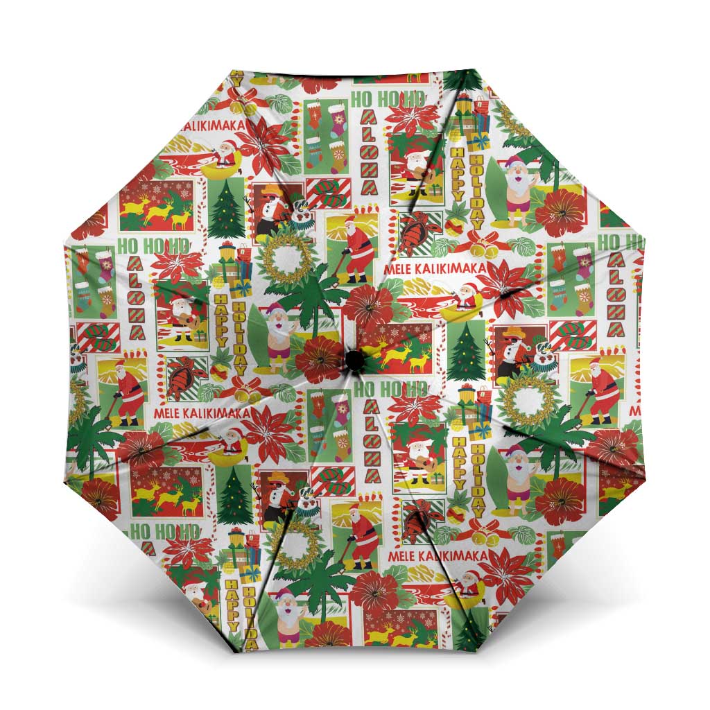 Hawaiian Santa Christmas Pattern Umbrella White Version - Polynesian Pride