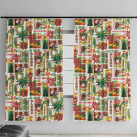 Hawaiian Santa Christmas Pattern Window Curtain White Version - Polynesian Pride