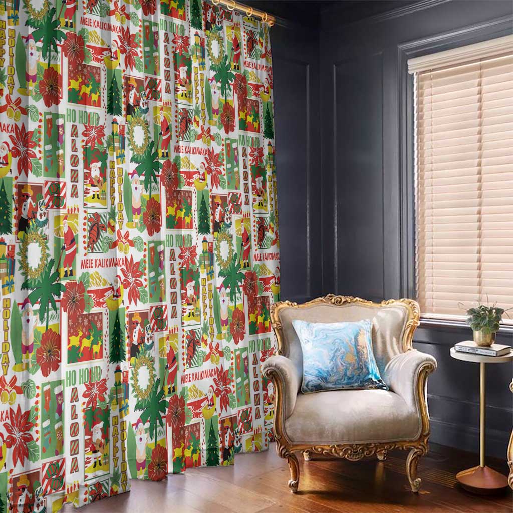 Hawaiian Santa Christmas Pattern Window Curtain White Version - Polynesian Pride