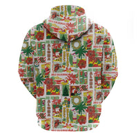 Hawaiian Santa Christmas Pattern Zip Hoodie White Version - Polynesian Pride