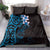 New Zealand Tuatara Plumeria Bedding Set Maori Blue Koru Tribal Tattoo