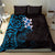 New Zealand Tuatara Plumeria Bedding Set Maori Blue Koru Tribal Tattoo