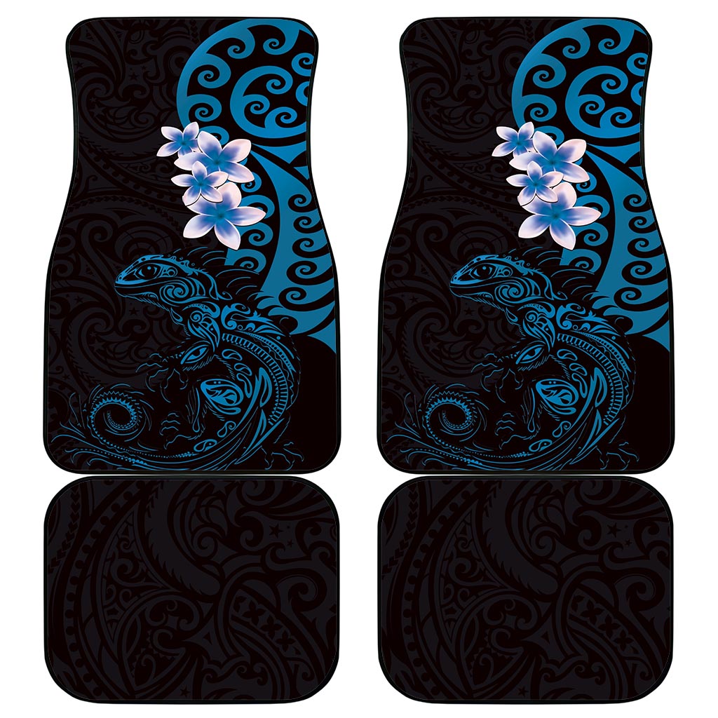 New Zealand Tuatara Plumeria Car Mats Maori Blue Koru Tribal Tattoo