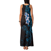 New Zealand Tuatara Plumeria Family Matching Tank Maxi Dress and Hawaiian Shirt Maori Blue Koru Tribal Tattoo