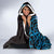 New Zealand Tuatara Plumeria Hooded Blanket Maori Blue Koru Tribal Tattoo