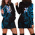 New Zealand Tuatara Plumeria Hoodie Dress Maori Blue Koru Tribal Tattoo