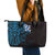 New Zealand Tuatara Plumeria Leather Tote Bag Maori Blue Koru Tribal Tattoo