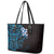 New Zealand Tuatara Plumeria Leather Tote Bag Maori Blue Koru Tribal Tattoo