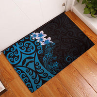 New Zealand Tuatara Plumeria Rubber Doormat Maori Blue Koru Tribal Tattoo