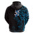New Zealand Tuatara Plumeria Zip Hoodie Maori Blue Koru Tribal Tattoo