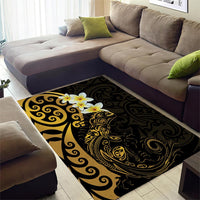 New Zealand Tuatara Plumeria Area Rug Maori Gold Koru Tribal Tattoo
