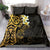 New Zealand Tuatara Plumeria Bedding Set Maori Gold Koru Tribal Tattoo