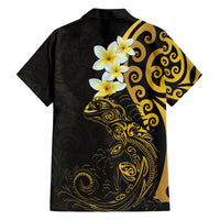 New Zealand Tuatara Plumeria Family Matching Puletasi and Hawaiian Shirt Maori Gold Koru Tribal Tattoo LT01 - Polynesian Pride