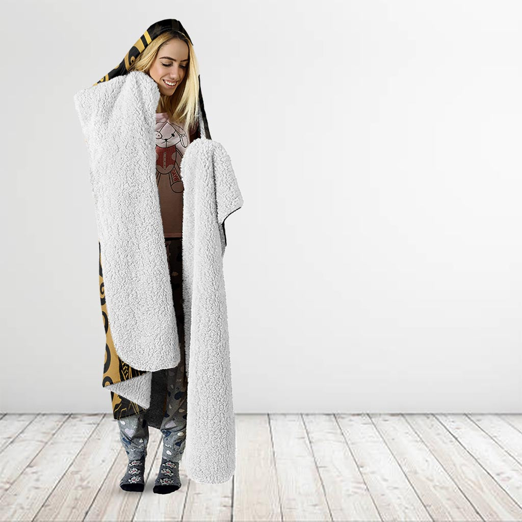 New Zealand Tuatara Plumeria Hooded Blanket Maori Gold Koru Tribal Tattoo LT01 - Polynesian Pride