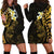 New Zealand Tuatara Plumeria Hoodie Dress Maori Gold Koru Tribal Tattoo