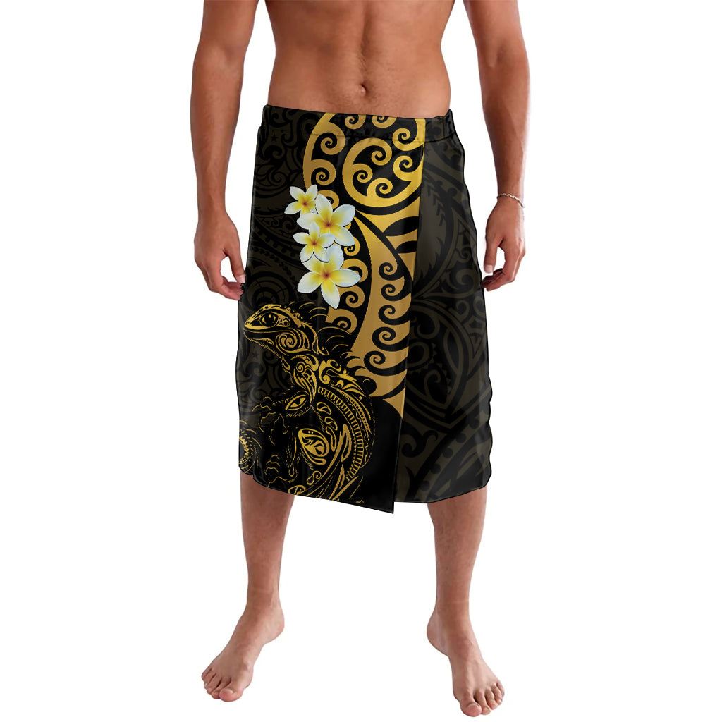 New Zealand Tuatara Plumeria Lavalava Maori Gold Koru Tribal Tattoo LT01 Gold - Polynesian Pride