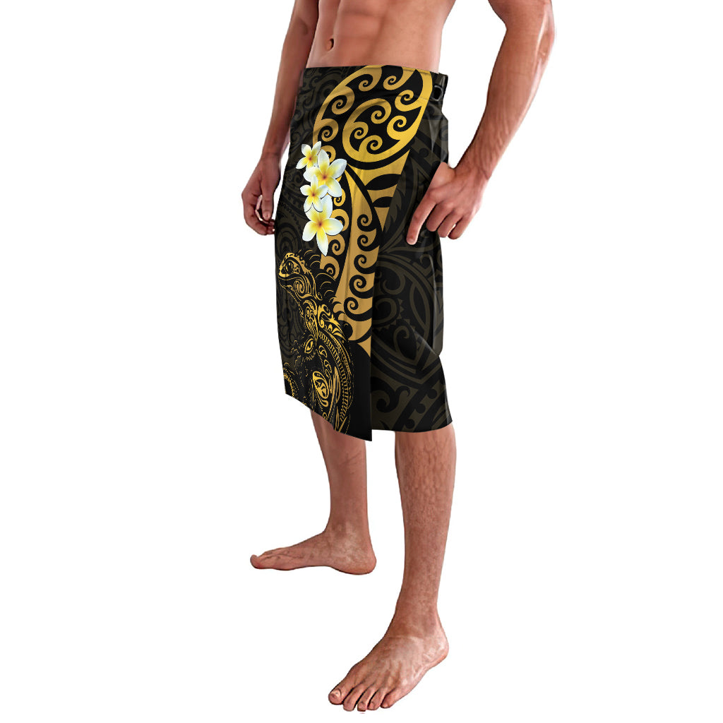 New Zealand Tuatara Plumeria Lavalava Maori Gold Koru Tribal Tattoo LT01 - Polynesian Pride