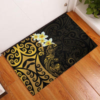 New Zealand Tuatara Plumeria Rubber Doormat Maori Gold Koru Tribal Tattoo LT01 Gold - Polynesian Pride