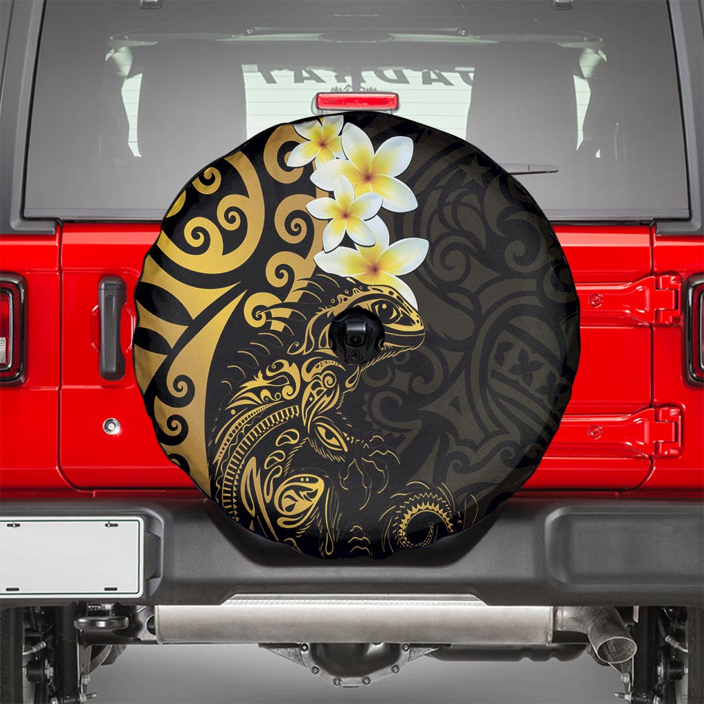 New Zealand Tuatara Plumeria Spare Tire Cover Maori Gold Koru Tribal Tattoo