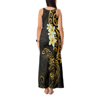 New Zealand Tuatara Plumeria Tank Maxi Dress Maori Gold Koru Tribal Tattoo LT01 - Polynesian Pride