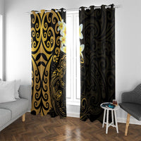New Zealand Tuatara Plumeria Window Curtain Maori Gold Koru Tribal Tattoo