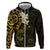 New Zealand Tuatara Plumeria Zip Hoodie Maori Gold Koru Tribal Tattoo
