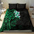 New Zealand Tuatara Plumeria Bedding Set Maori Green Koru Tribal Tattoo