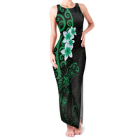 New Zealand Tuatara Plumeria Family Matching Tank Maxi Dress and Hawaiian Shirt Maori Green Koru Tribal Tattoo