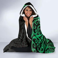 New Zealand Tuatara Plumeria Hooded Blanket Maori Green Koru Tribal Tattoo LT01 - Polynesian Pride