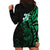 New Zealand Tuatara Plumeria Hoodie Dress Maori Green Koru Tribal Tattoo