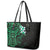 New Zealand Tuatara Plumeria Leather Tote Bag Maori Green Koru Tribal Tattoo