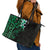 New Zealand Tuatara Plumeria Leather Tote Bag Maori Green Koru Tribal Tattoo