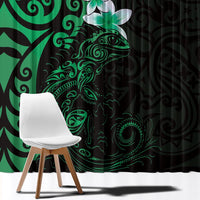 New Zealand Tuatara Plumeria Window Curtain Maori Green Koru Tribal Tattoo