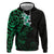 New Zealand Tuatara Plumeria Zip Hoodie Maori Green Koru Tribal Tattoo