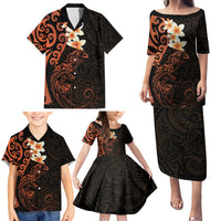 New Zealand Tuatara Plumeria Family Matching Puletasi and Hawaiian Shirt Maori Orange Koru Tribal Tattoo LT01 - Polynesian Pride