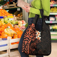 New Zealand Tuatara Plumeria Grocery Bag Maori Orange Koru Tribal Tattoo