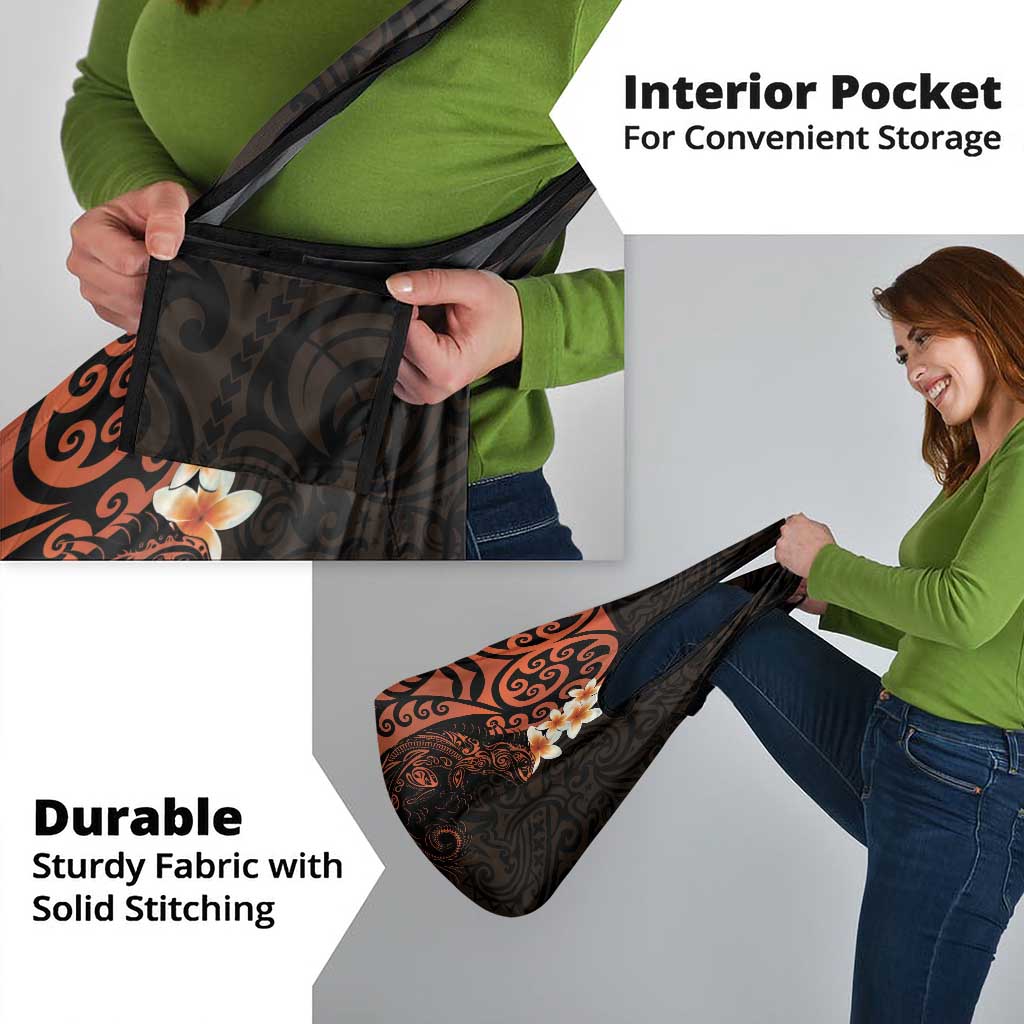 New Zealand Tuatara Plumeria Grocery Bag Maori Orange Koru Tribal Tattoo