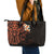 New Zealand Tuatara Plumeria Leather Tote Bag Maori Orange Koru Tribal Tattoo