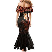 New Zealand Tuatara Plumeria Mermaid Dress Maori Orange Koru Tribal Tattoo LT01 - Polynesian Pride