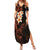 New Zealand Tuatara Plumeria Summer Maxi Dress Maori Orange Koru Tribal Tattoo