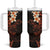 New Zealand Tuatara Plumeria Tumbler With Handle Maori Orange Koru Tribal Tattoo