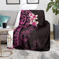 New Zealand Tuatara Plumeria Blanket Maori Pink Koru Tribal Tattoo