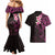 New Zealand Tuatara Plumeria Couples Matching Mermaid Dress and Hawaiian Shirt Maori Pink Koru Tribal Tattoo