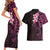 New Zealand Tuatara Plumeria Couples Matching Short Sleeve Bodycon Dress and Hawaiian Shirt Maori Pink Koru Tribal Tattoo