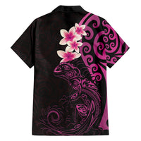 New Zealand Tuatara Plumeria Family Matching Long Sleeve Bodycon Dress and Hawaiian Shirt Maori Pink Koru Tribal Tattoo LT01 - Polynesian Pride