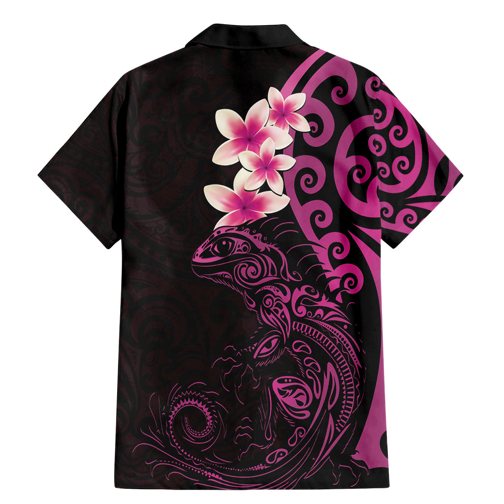 New Zealand Tuatara Plumeria Family Matching Mermaid Dress and Hawaiian Shirt Maori Pink Koru Tribal Tattoo LT01 - Polynesian Pride