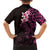 New Zealand Tuatara Plumeria Family Matching Short Sleeve Bodycon Dress and Hawaiian Shirt Maori Pink Koru Tribal Tattoo